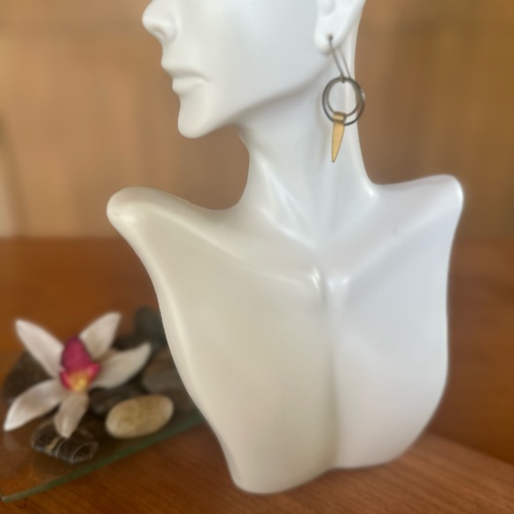 Tiny Circle Sacred Geometry Aztec Art Antique Brass Bohemian Statement Earrings - Picture 6 of 7